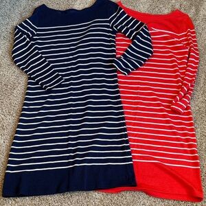 Vineyard Vines Long Sleeve Striped Navy and Red dresses